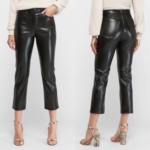 Express High Waist Vegan Leather Button Fly Pant